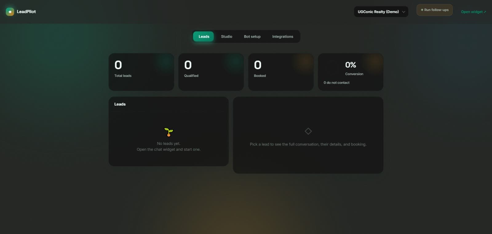 LeadPilot — AI Lead Response & Booking dashboard preview